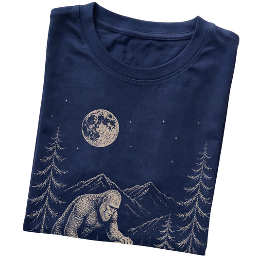 Folded Whippet and Bigfoot T-Shirt in Navy