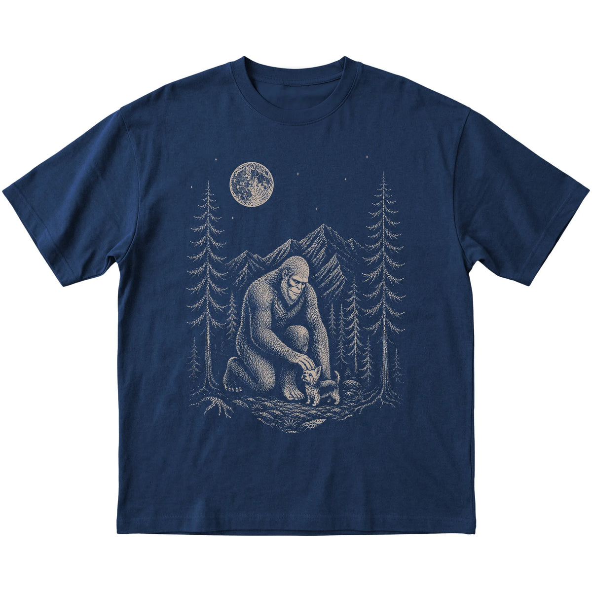Yorkie and Bigfoot T-Shirt in Navy