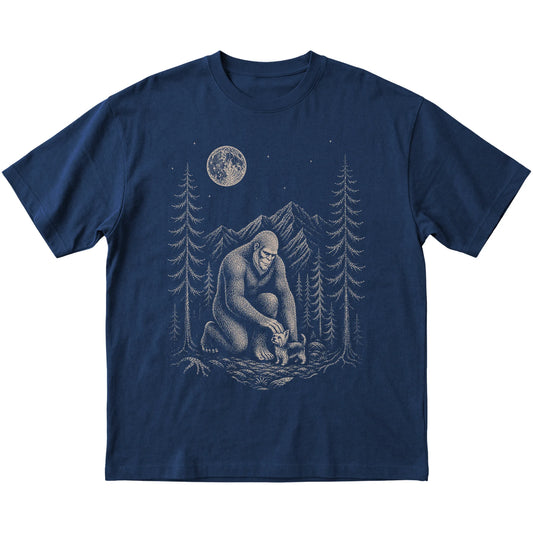Yorkie and Bigfoot T-Shirt in Navy