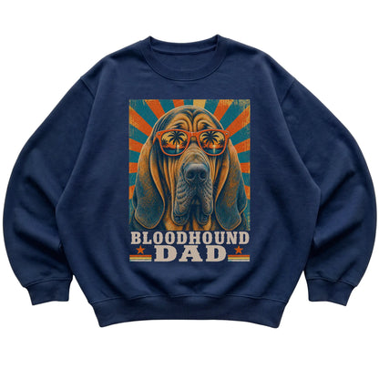 Retro Bloodhound Dad design on a Navy crewneck sweatshirt