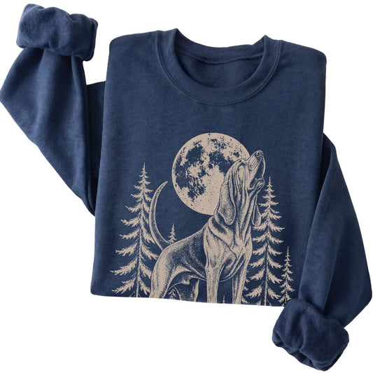 Bloodhound Howling at the Moon crewneck sweatshirt in Navy
