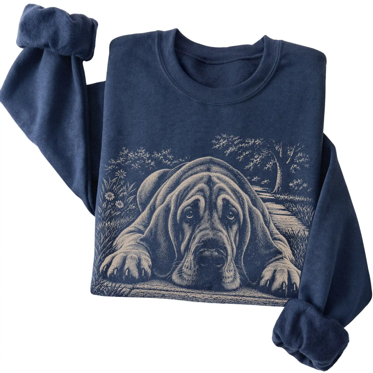 Bloodhound Karma crewneck sweatshirt in Navy — Folded Detail
