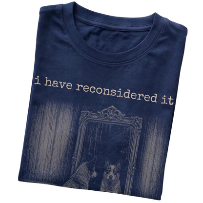 Navy Blue Heeler The Answer Is Still No T-shirt, folded view