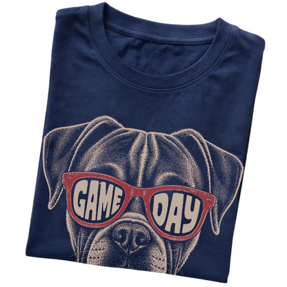 Navy Boxer Game Day Sunglasses T-shirt, folded