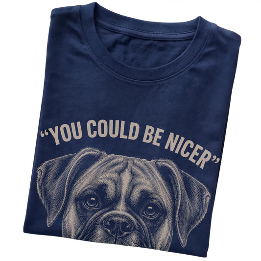 Boxer Guard Dog T-Shirt in Navy — folded detail