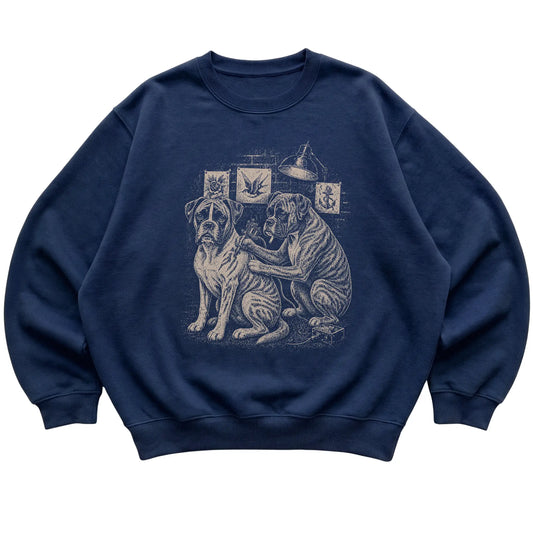 Navy Boxer Dog Tattoo Artist shirt laid flat