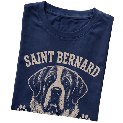 Navy T-shirt featuring Built To Rescue The Weekend - Saint Bernard, folded presentation