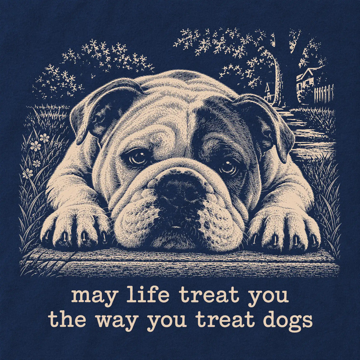 Bulldog Karma crewneck sweatshirt in Navy — Design Detail