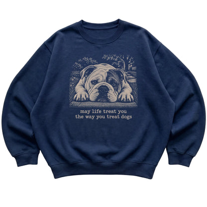 Bulldog Karma crewneck sweatshirt in Navy — Flat Lay