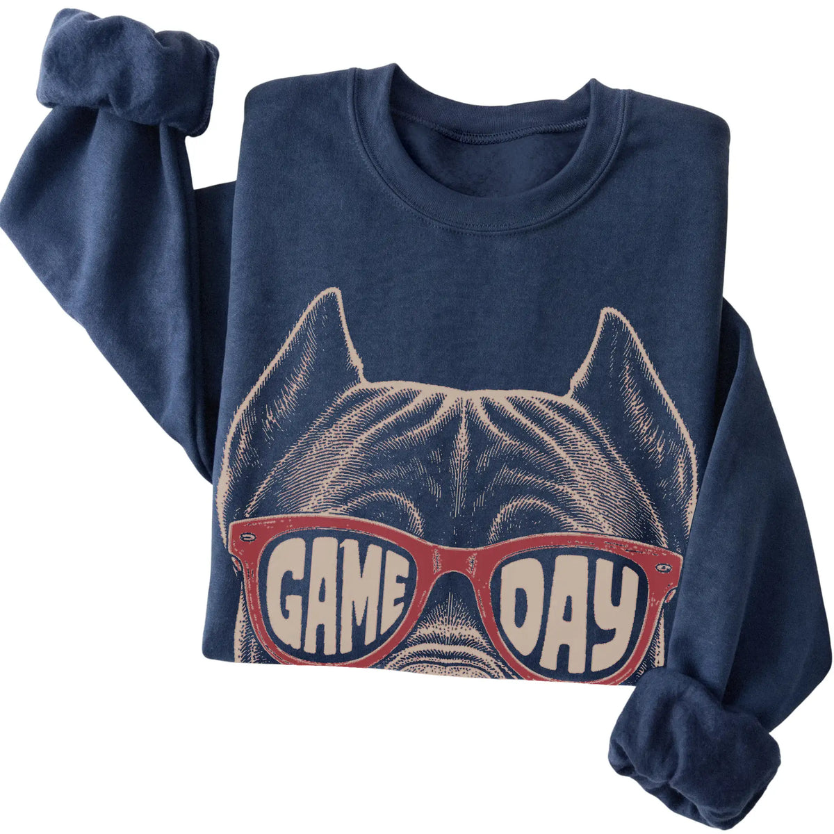 Navy Cane Corso Game Day Sunglasses sweatshirt, folded