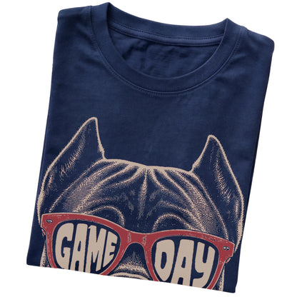 Navy Cane Corso Game Day Sunglasses T-shirt, folded