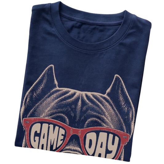 Navy Cane Corso Game Day Sunglasses T-shirt, folded