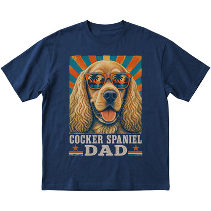 Retro Cocker Spaniel Dad design on a Navy softstyle T-shirt