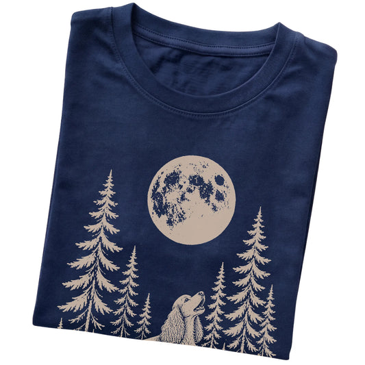 Cocker Spaniel Howling at the Moon softstyle T-shirt in Navy