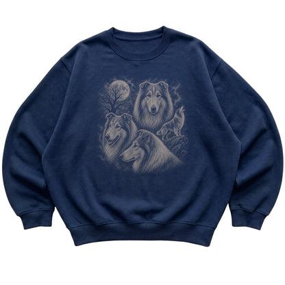 Collie 90s Moon Sweatshirt in Navy — flat lay