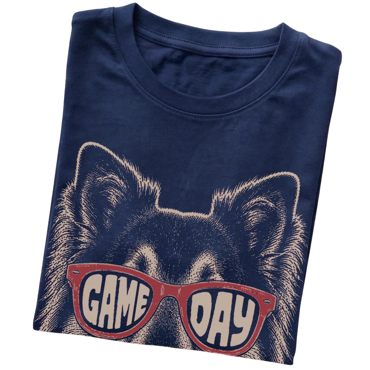 Navy Collie Game Day Sunglasses T-shirt, folded