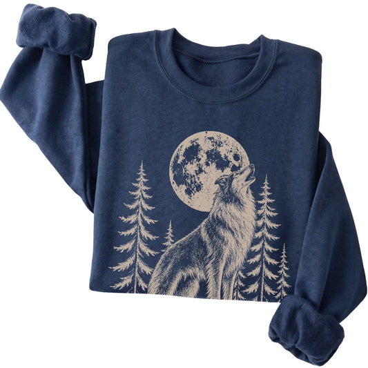 Collie Howling at the Moon crewneck sweatshirt in Navy