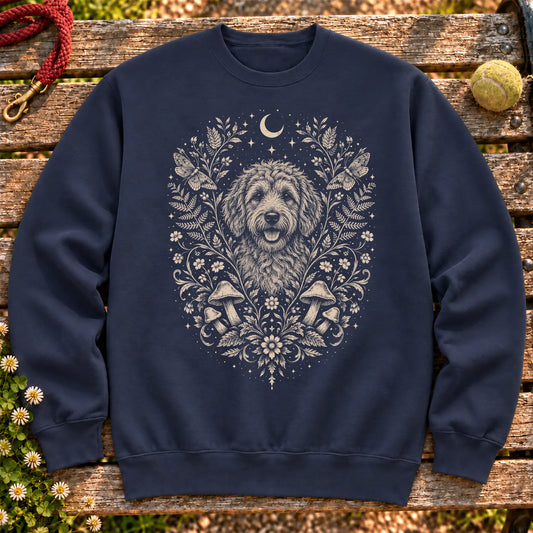 Navy Goldendoodle cottagecore crewneck sweatshirt