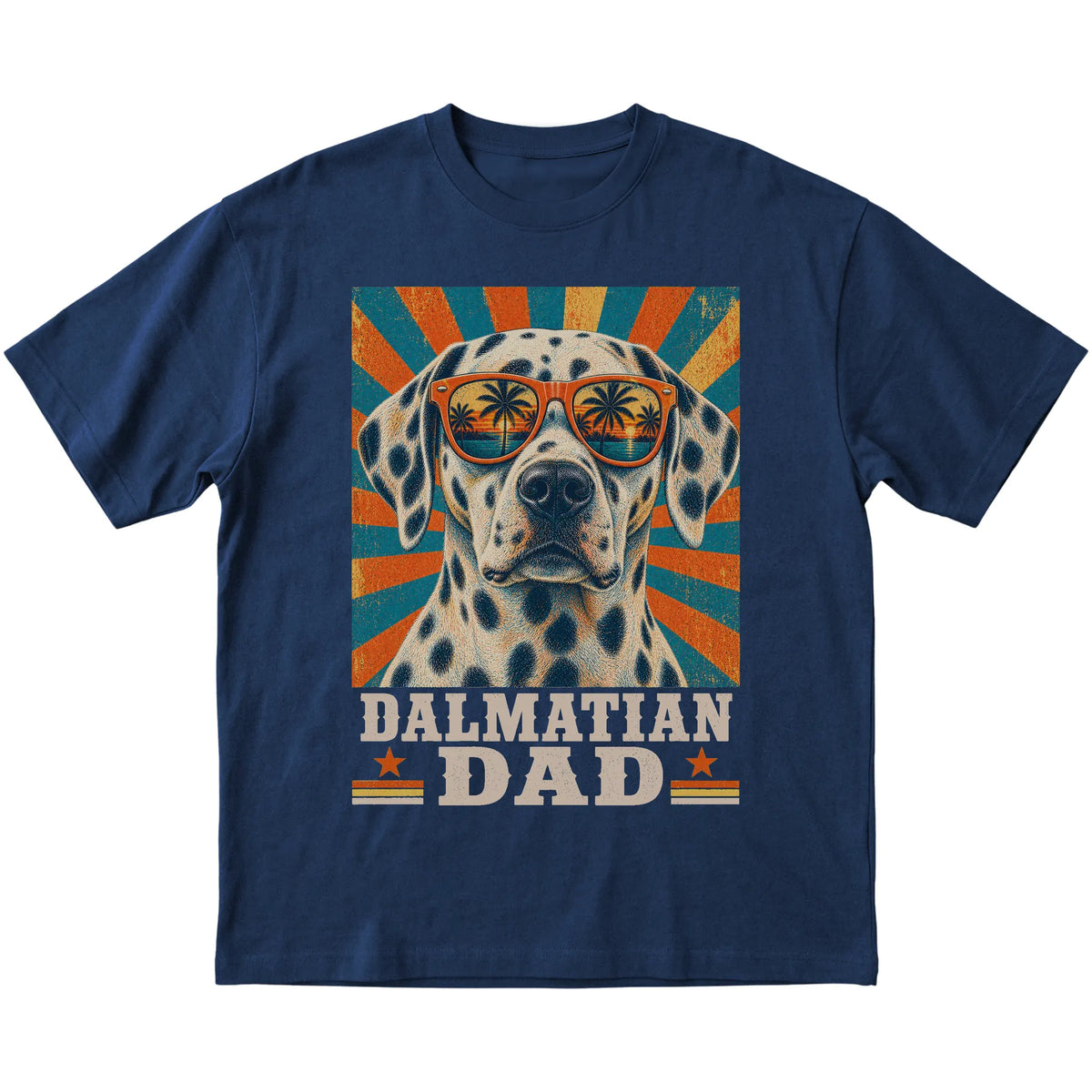 Retro Dalmatian Dad design on a Navy softstyle T-shirt