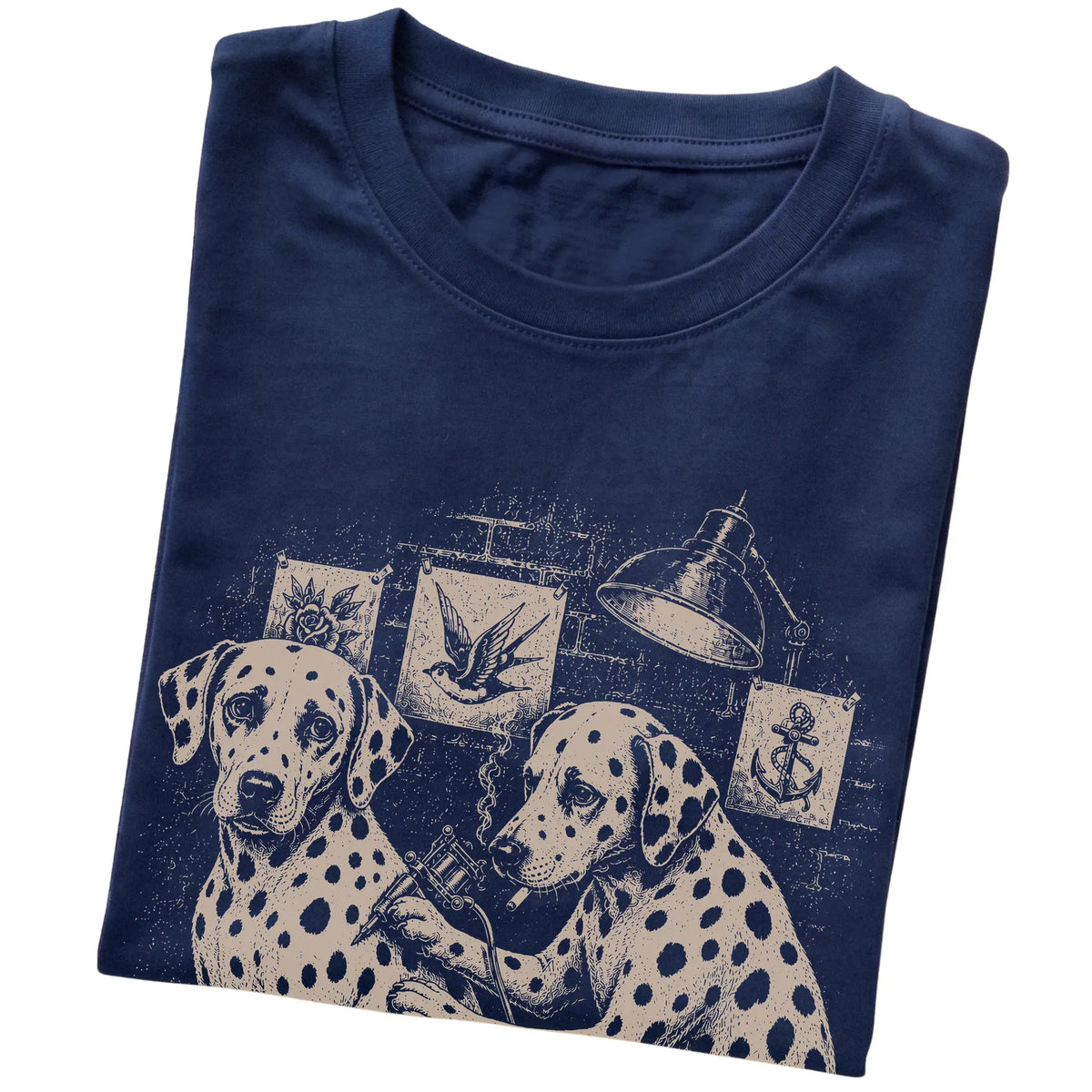 Navy Dalmatian Dog Tattoo Artist folded detail view