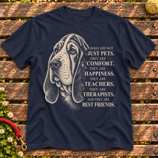 Dogs Are Not Just Pets Basset Hound text design on a Navy softstyle T-shirt