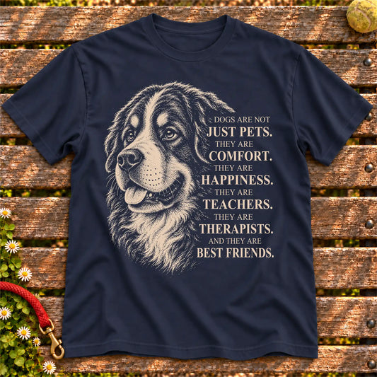 Dogs Are Not Just Pets Bernese Mountain Dog text design on a Navy softstyle T-shirt