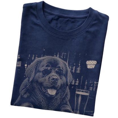 Navy Newfie at a bar beside a pint, folded detail view