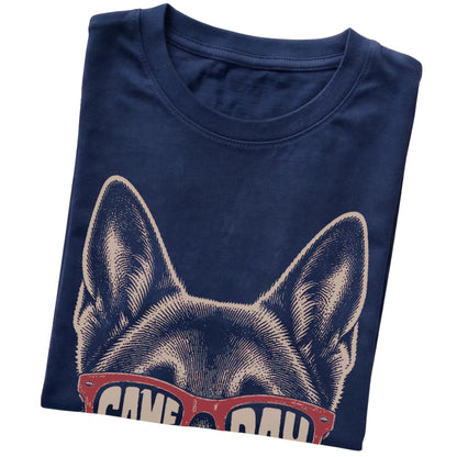 Navy German Shepherd Game Day Sunglasses T-shirt, folded