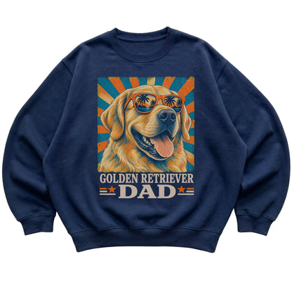 Retro Golden Retriever Dad design on a Navy crewneck sweatshirt