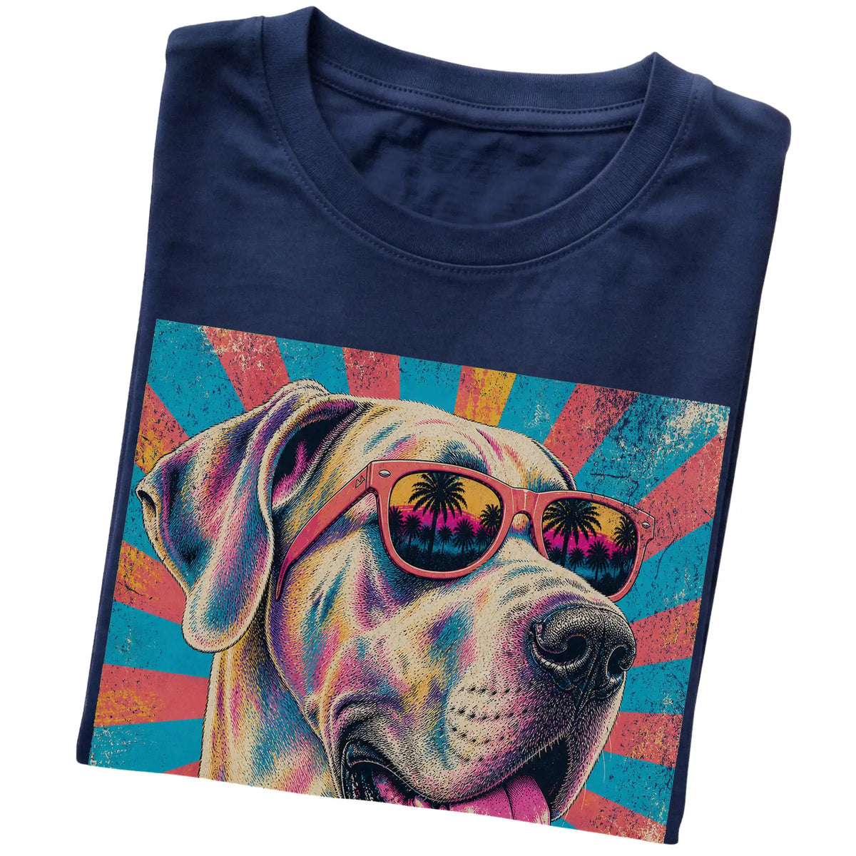 Folded Navy softstyle T-shirt with a Retro Great Dane Mama design