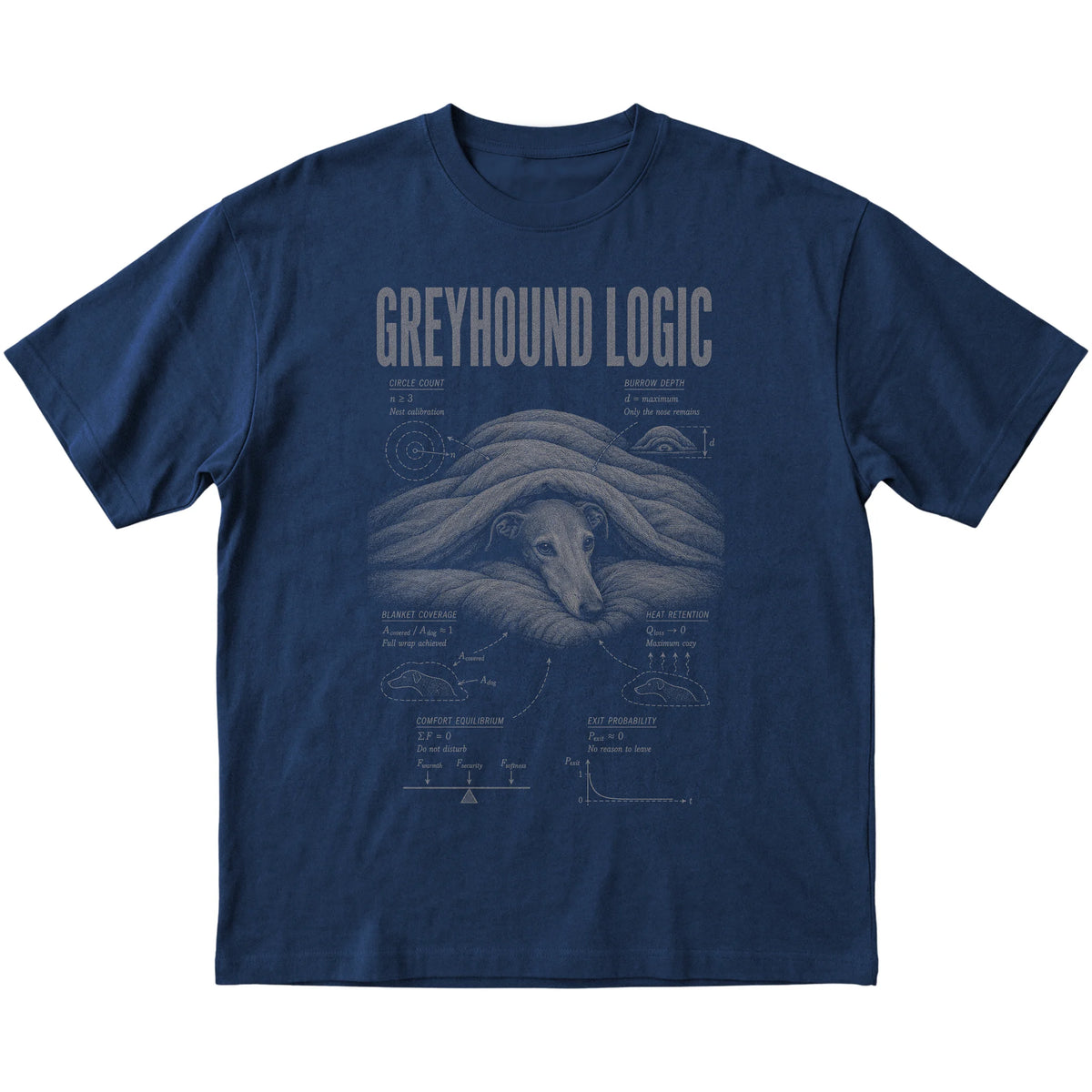 Navy Greyhound Logic T-Shirt laid flat