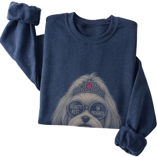 Navy Havanese Beauty Rest In Progress T-Shirt folded detail