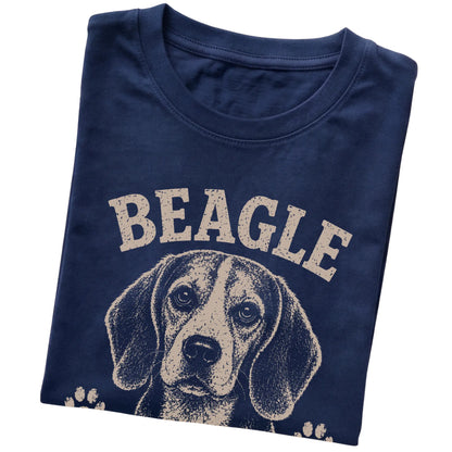 Navy T-shirt featuring I Follow My Nose & My Own Rules - Beagle, folded presentation
