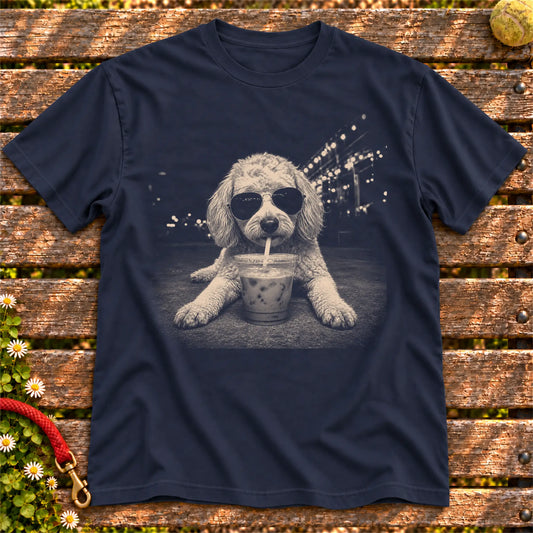 Goldendoodle Iced Coffee Softstyle T-shirt in Navy