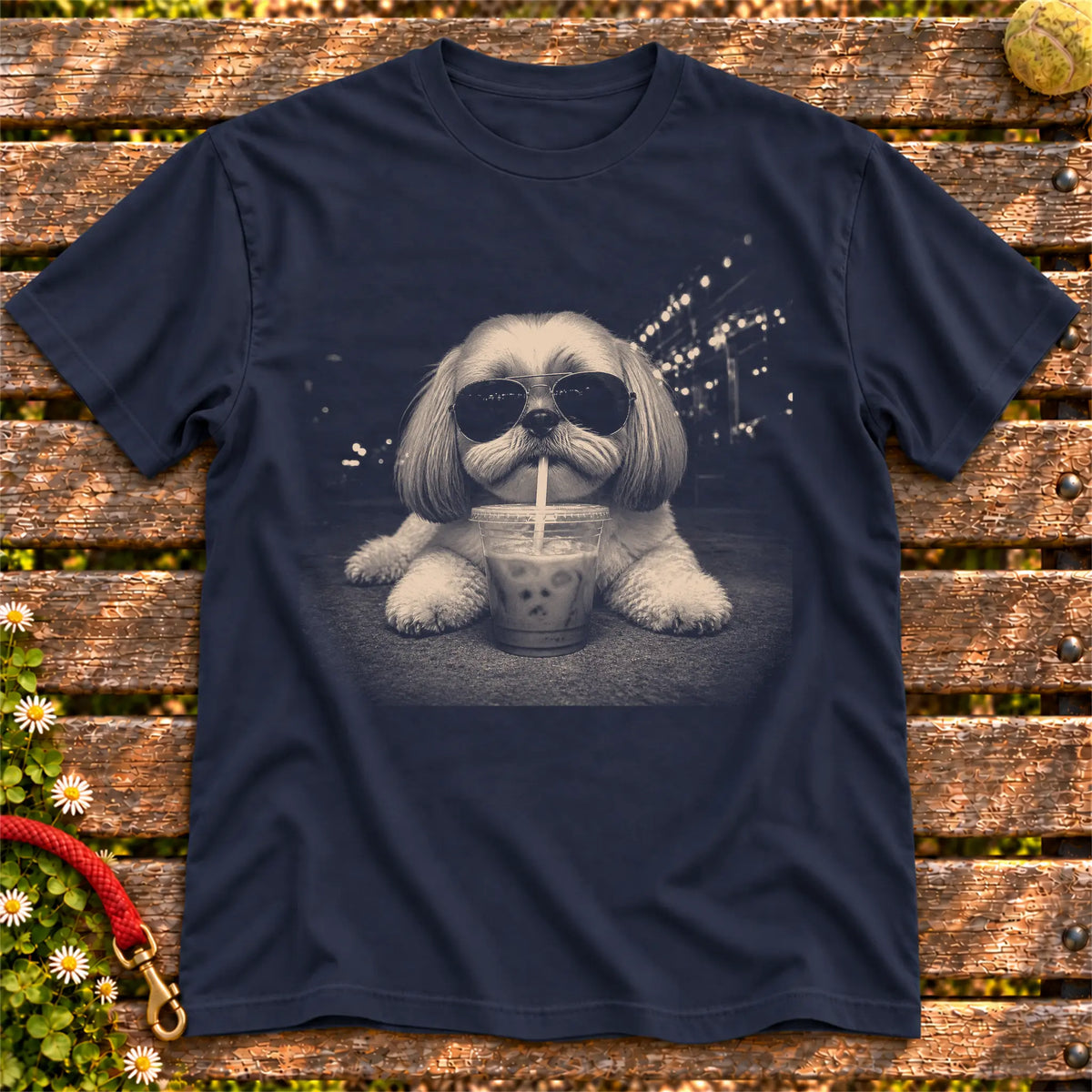 Shih Tzu Iced Coffee Softstyle T-shirt in Navy