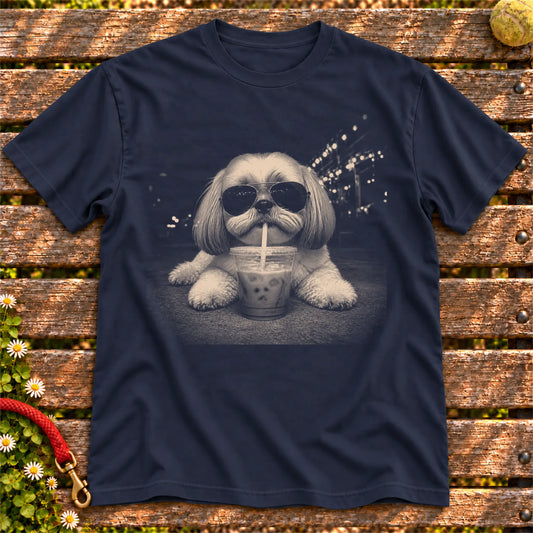 Shih Tzu Iced Coffee Softstyle T-shirt in Navy