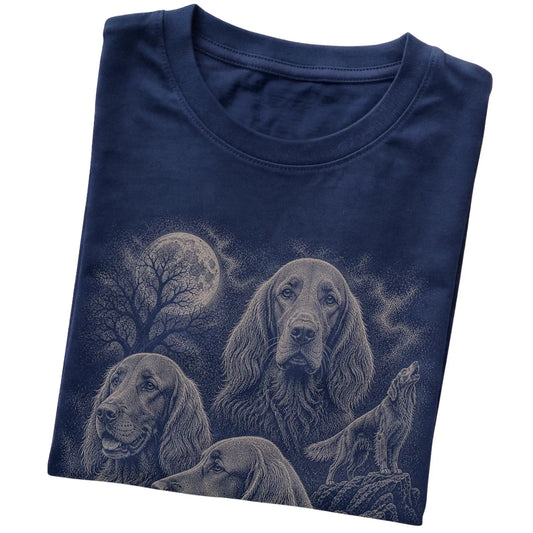 Irish Setter 90s Moon T-Shirt in Navy — folded detail