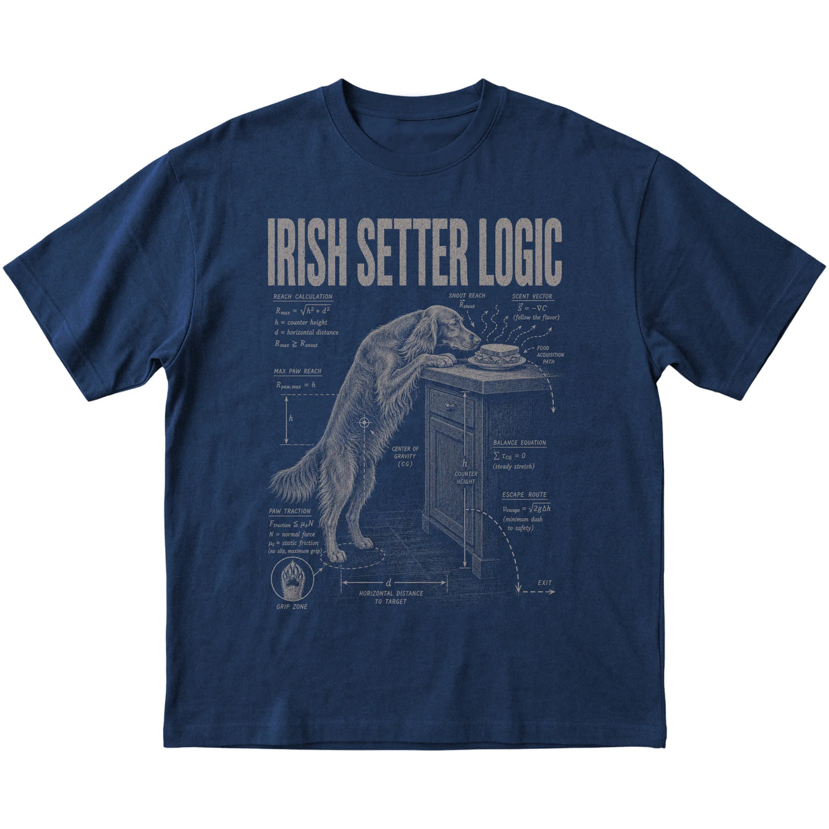 Navy Irish Setter Logic T-Shirt laid flat
