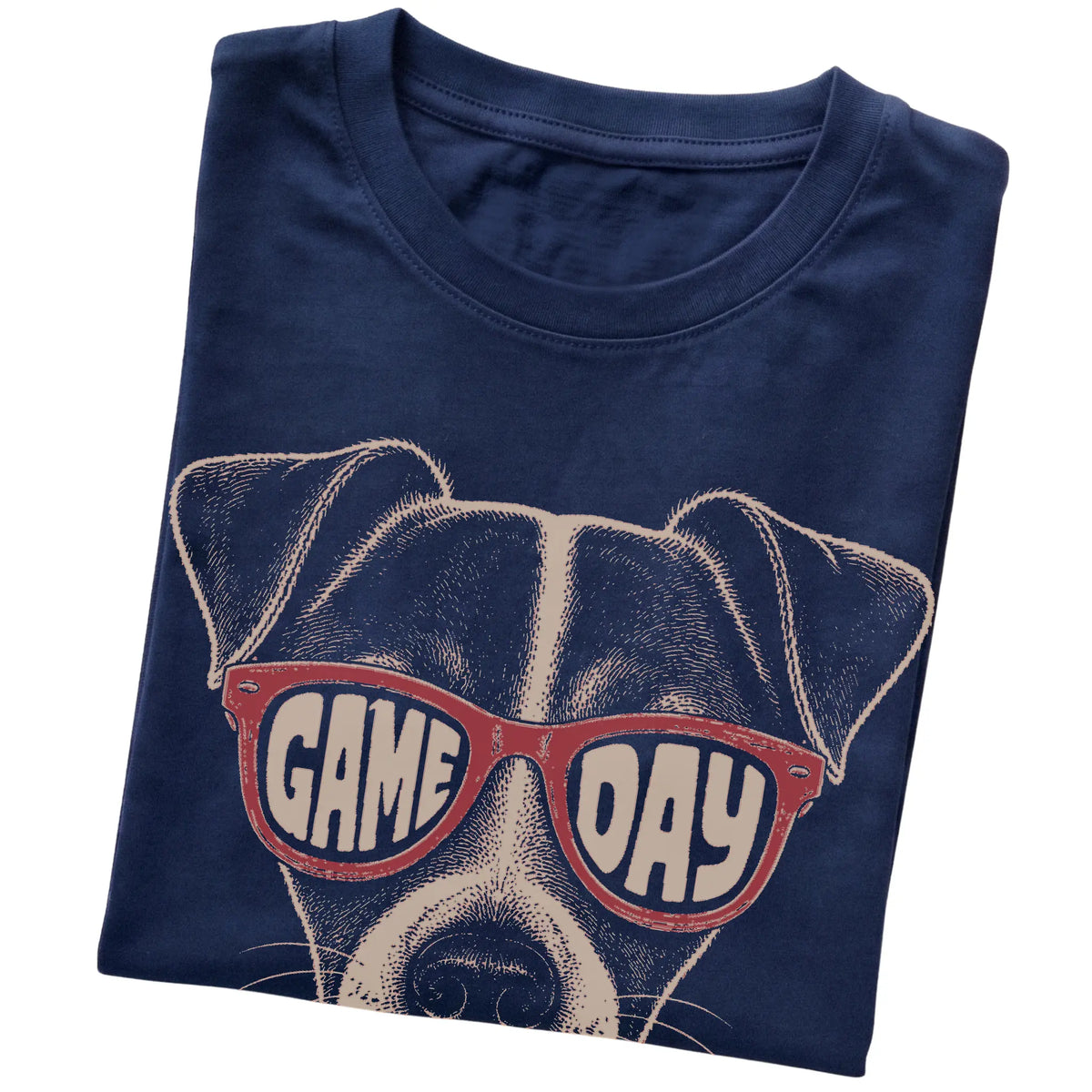 Navy Jack Russell Game Day Sunglasses T-shirt, folded