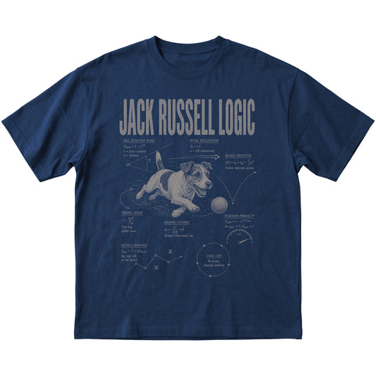Navy Jack Russell Logic T-Shirt laid flat