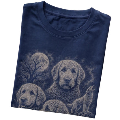 Labradoodle 90s Moon T-Shirt in Navy — folded detail
