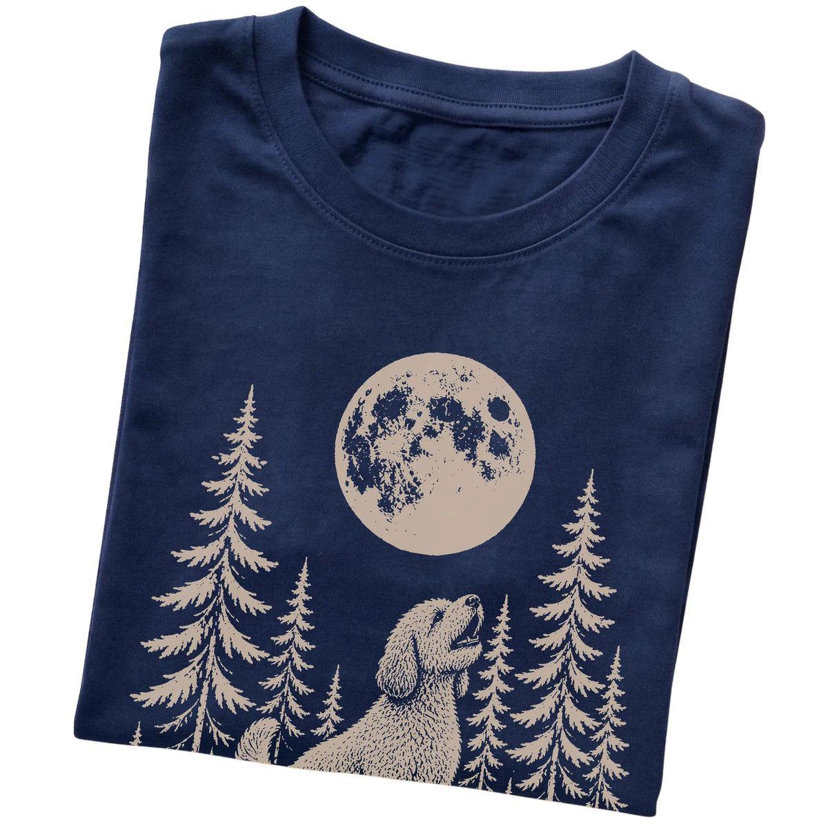 Labradoodle Howling at the Moon softstyle T-shirt in Navy