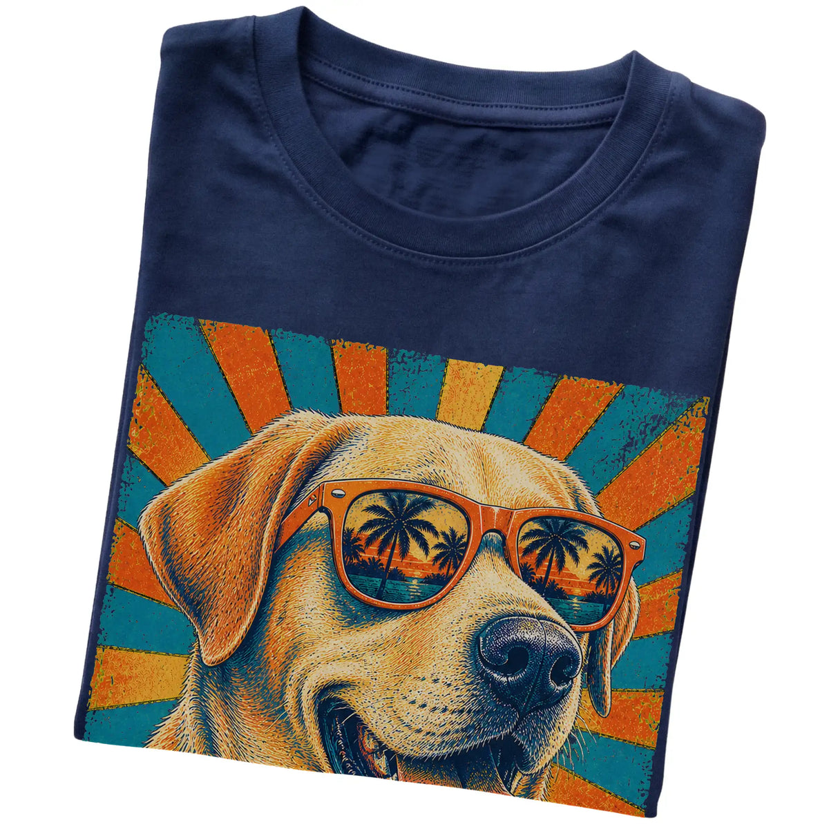Folded Navy softstyle T-shirt with a Retro Labrador Retriever Dad design