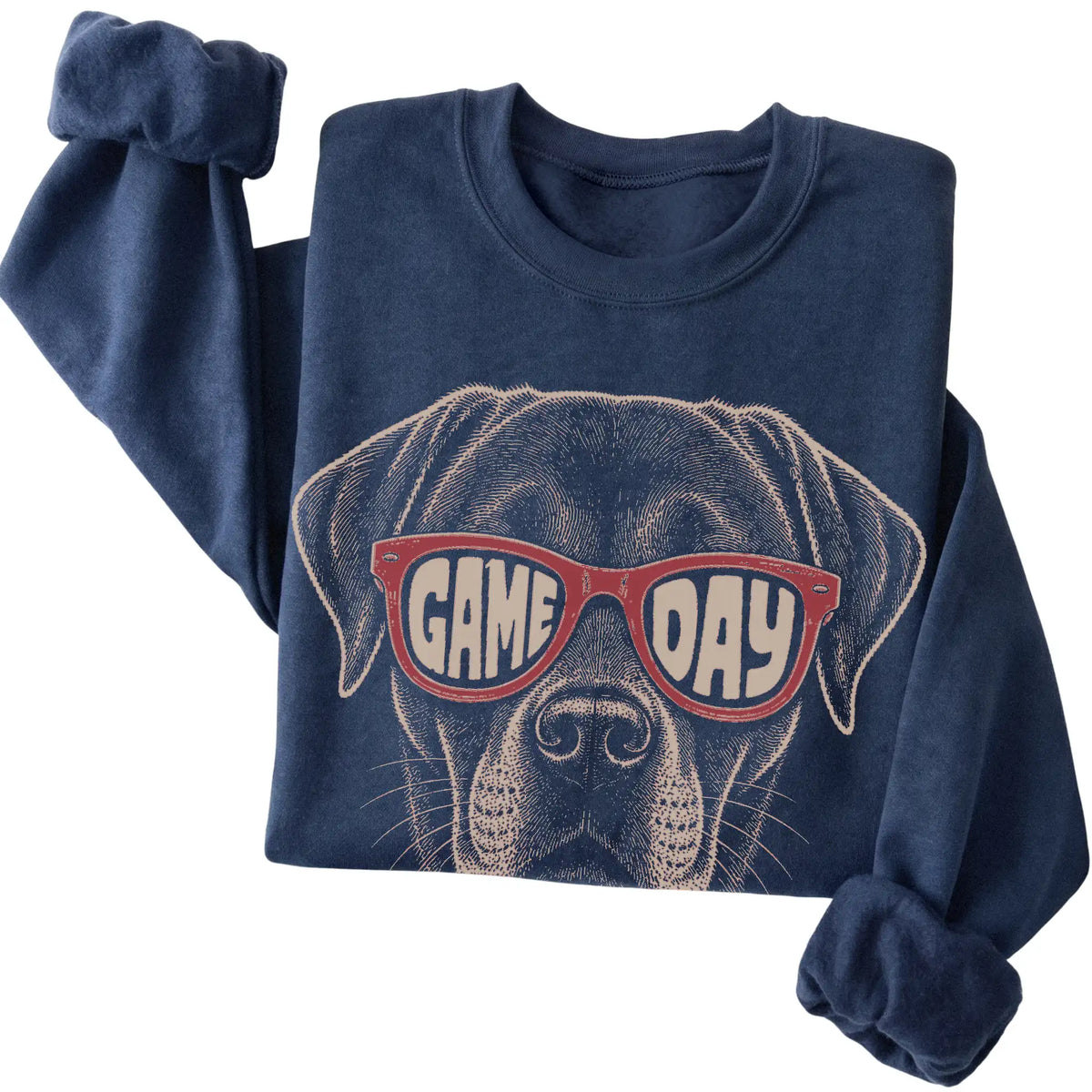 Navy Labrador Retriever Game Day Sunglasses sweatshirt, folded