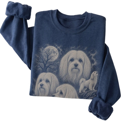 Maltese 90s Moon Sweatshirt in Navy — folded detail