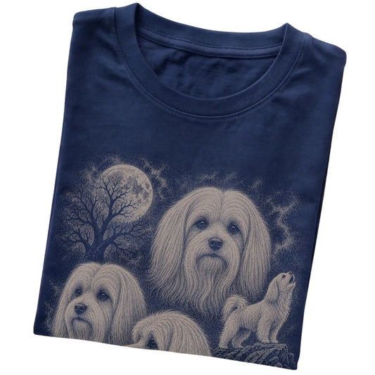 Maltese 90s Moon T-Shirt in Navy — folded detail