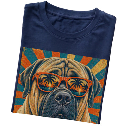Folded Navy softstyle T-shirt with a Retro Mastiff Dad design