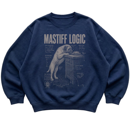 Navy Mastiff Logic sweatshirt laid flat