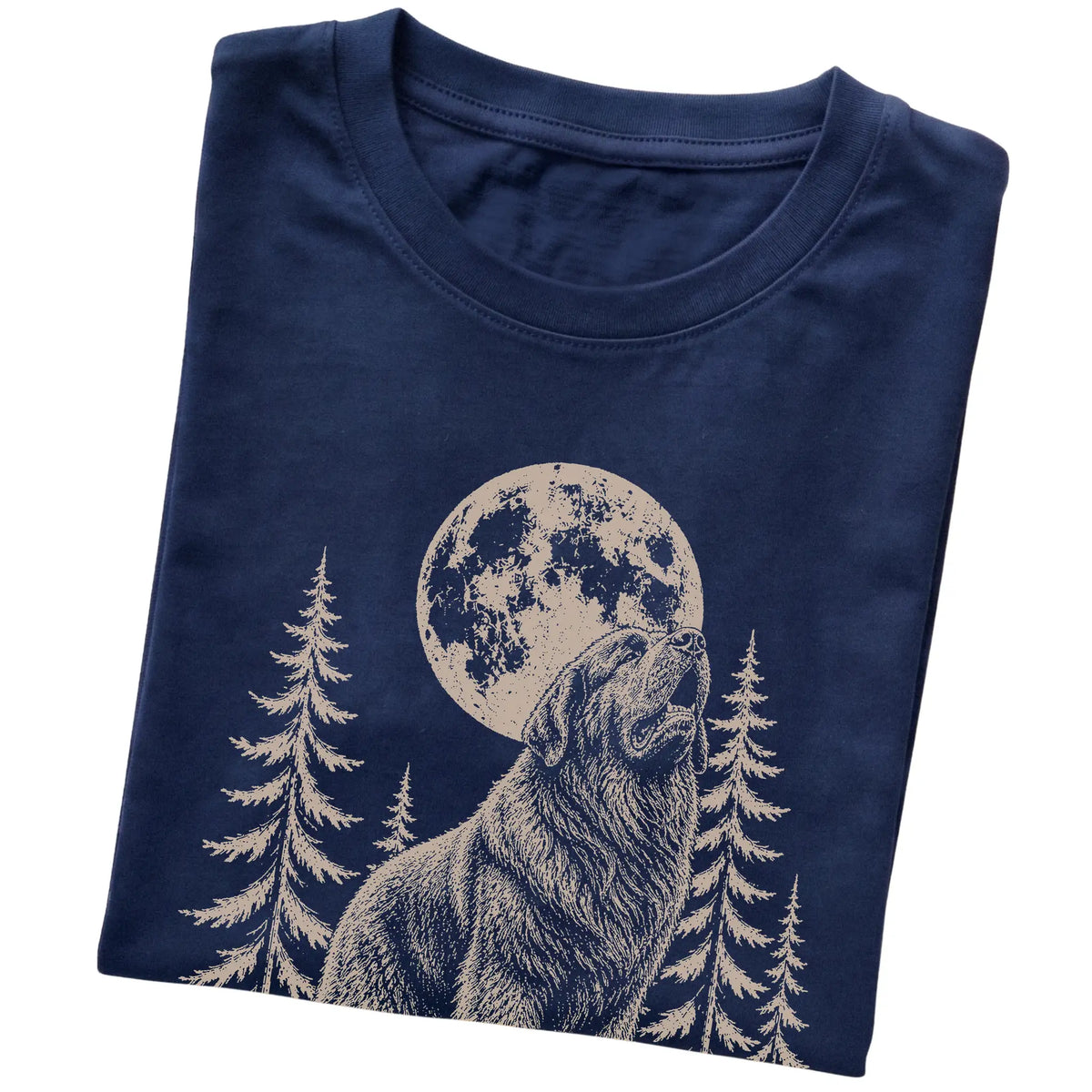 Newfie Howling at the Moon softstyle T-shirt in Navy