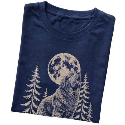 Newfie Howling at the Moon softstyle T-shirt in Navy